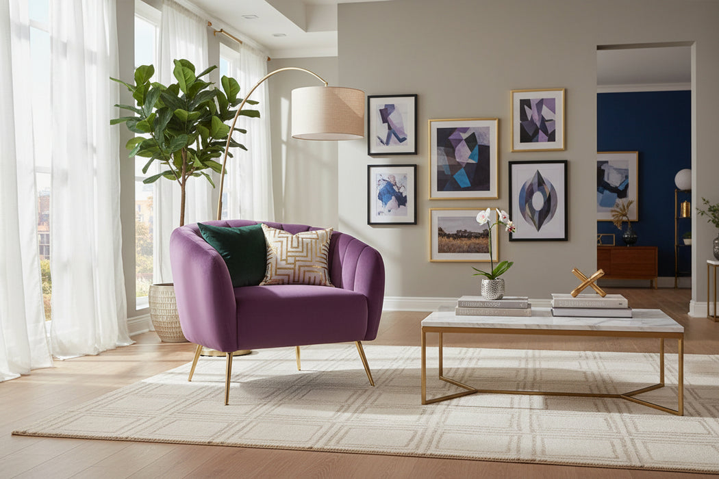 Monet Velvet Armchair Purple