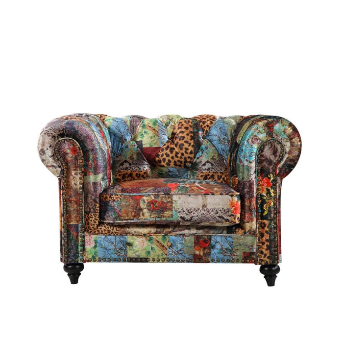 Lovana Velvet Chesterfield Patchwork Armchair