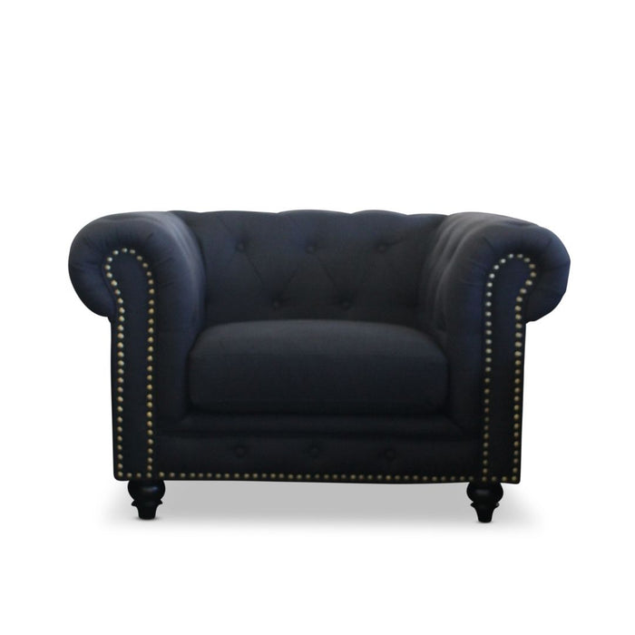 Louis Black Chesterfield Armchair 120cm