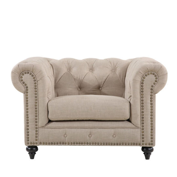 Chesterfield Beige Armchair - Louis