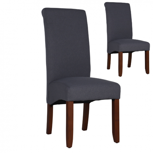 Set of 2 Avalis Upholstered Dining Chair, Dark Grey