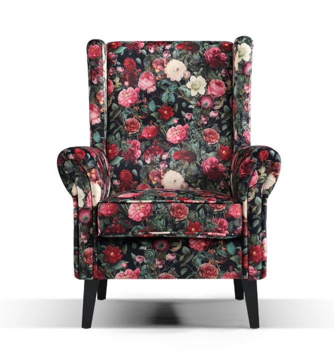 Bliss Chair upholstered in Floral Velvet