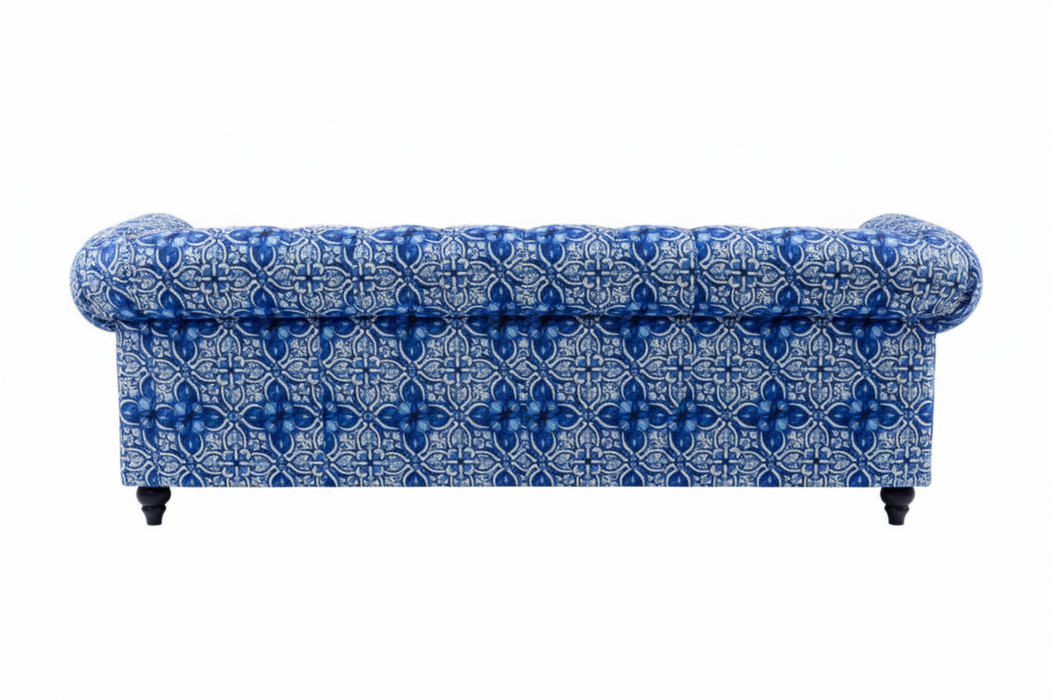 Chesterfield 3 Seater Sofa in Velvet Morocco Blue