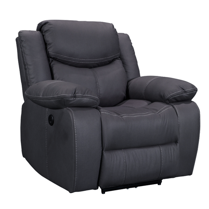 Urbania Armchair Power Recliner with USB Charger, Charcoal