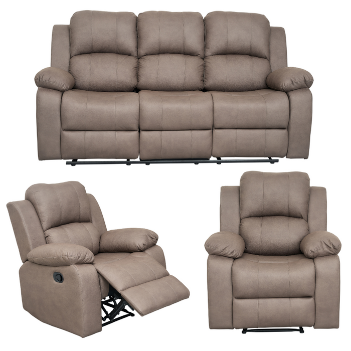 3 + 1 + 1 Boston Suite Leather Look Fabric Manual Recliner Truffle