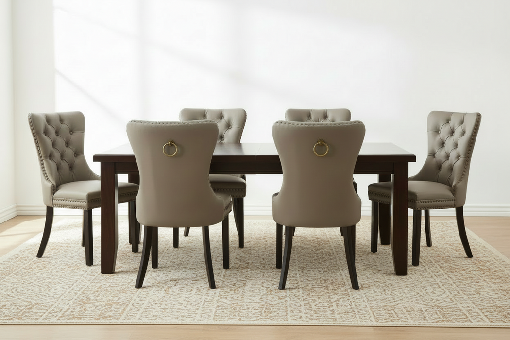 ( Set of 2 ) Elea Faux Leather Grey Dining Chairs