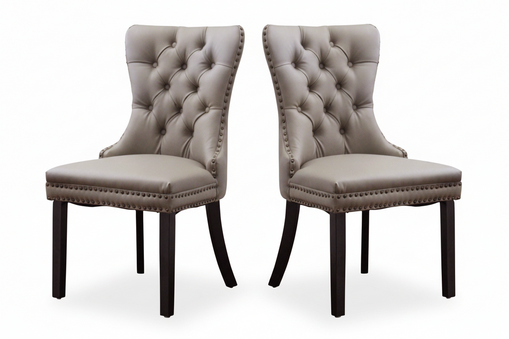 ( Set of 2 ) Elea Faux Leather Grey Dining Chairs