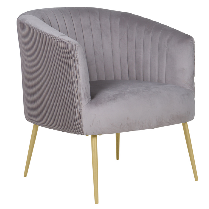 Perla Dolphin Grey Velvet Accent Armchair