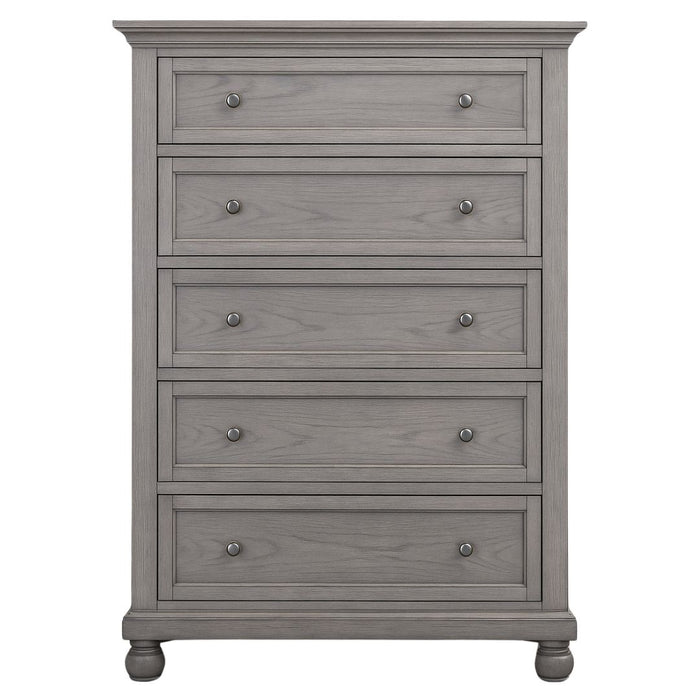 Pasena Provincial 5 Drawer Timber Chest of Drawers - Grey