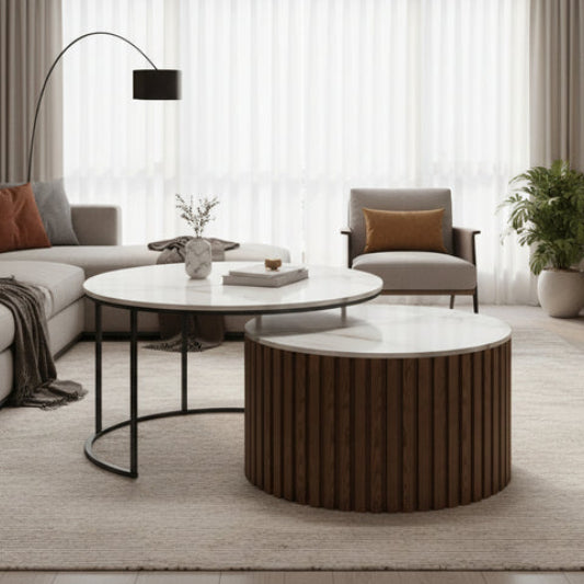 Roxa Set of 2 Nesting Coffee Table, Brown