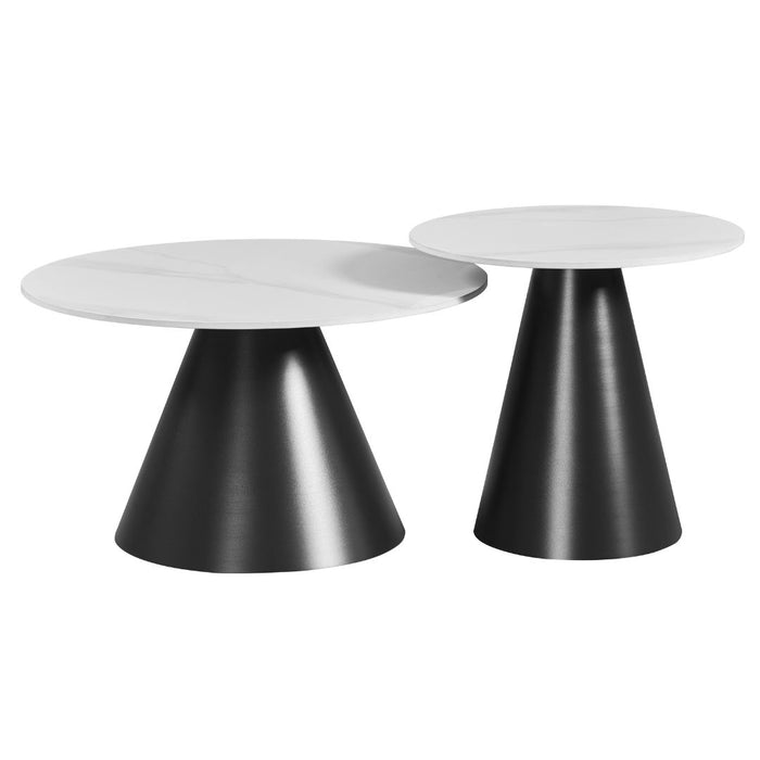 Comet 2 Piece Coffee Table Set – White Top Marble Look