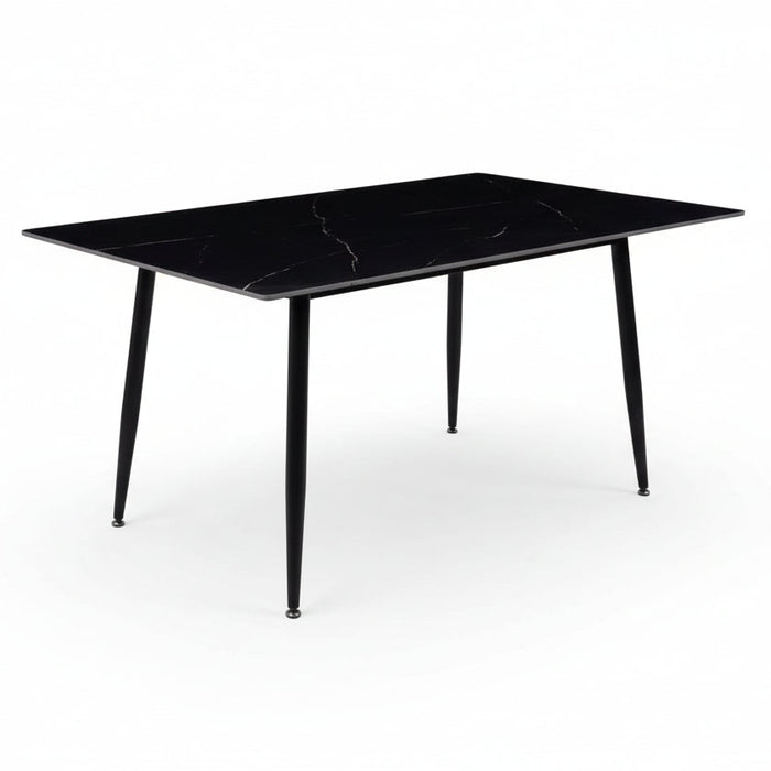 7 Pce Florida Dining Table & Black PU Leather Chair Set