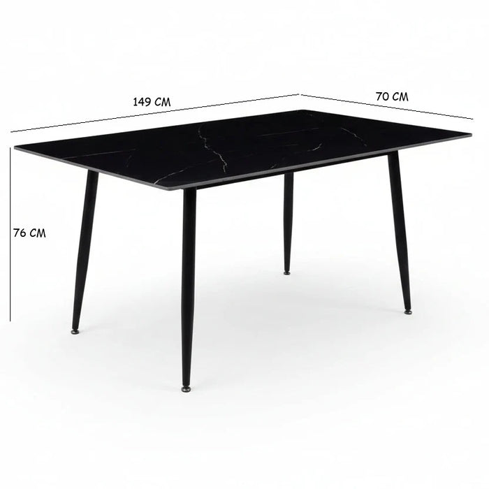 7 Pce Florida Dining Table & Black PU Leather Chair Set