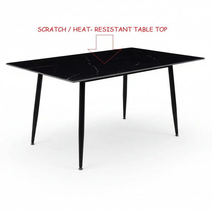 7 Pce Florida Dining Table & Black PU Leather Chair Set