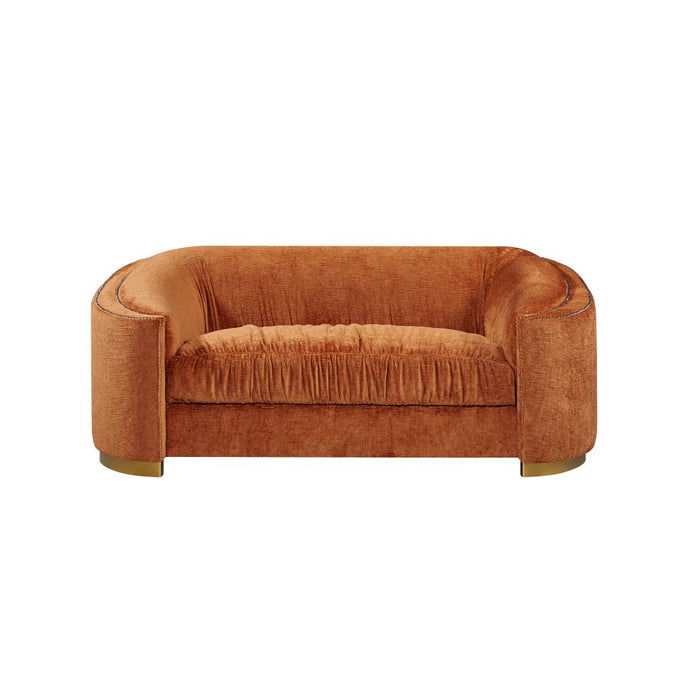 2 Seater Chenille Fabric Sofa Rust