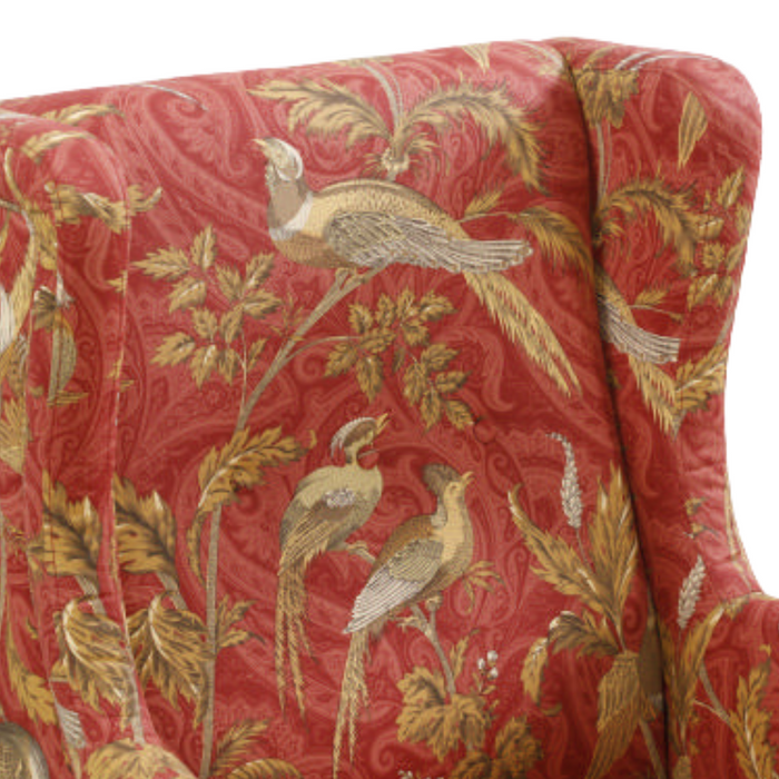 Bliss Armchair Upholstered in Bird Chinoiserie