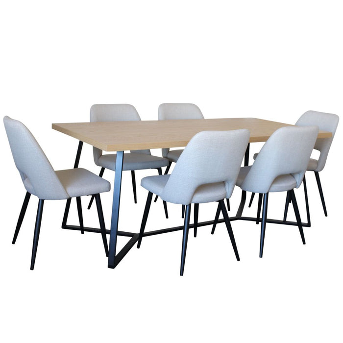 Aprista 7-Piece Dining Setting with Beige Chair