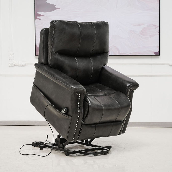 Black Sonia PU Leather Electric Lift Up Recliner Armchair with Remote Control