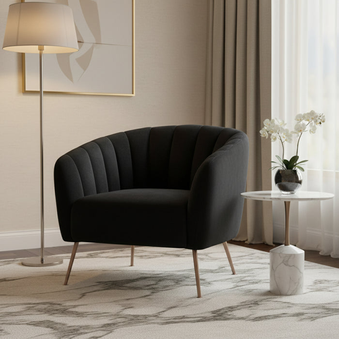 Monet Velvet Black Armchair