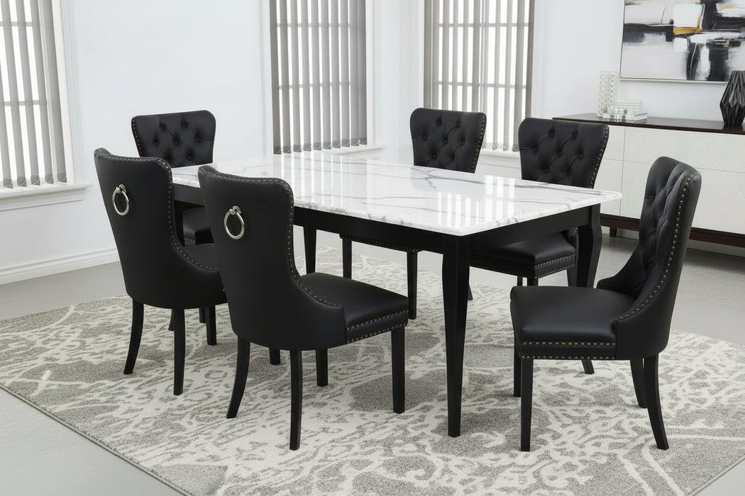 ( Set of 2 ) Elea Faux Leather Black Dining Chairs