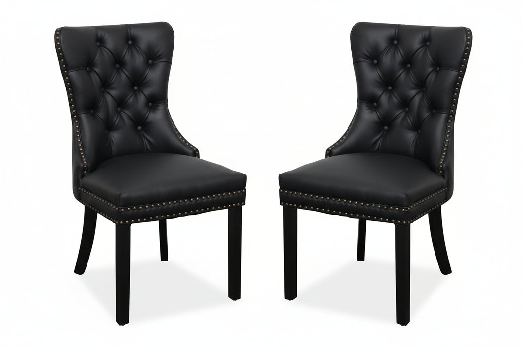 ( Set of 2 ) Elea Faux Leather Black Dining Chairs