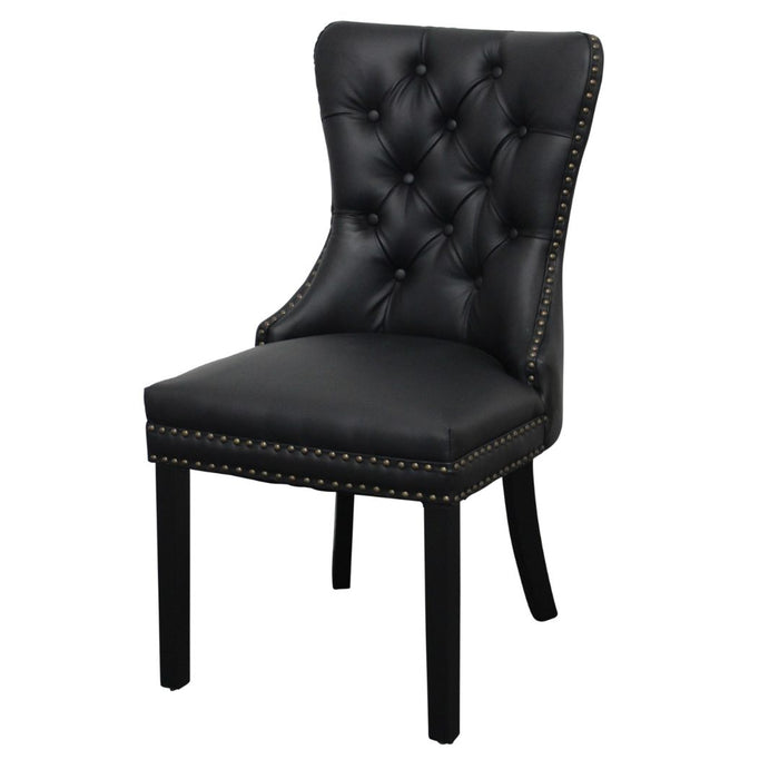 ( Set of 2 ) Elea Faux Leather Black Dining Chairs