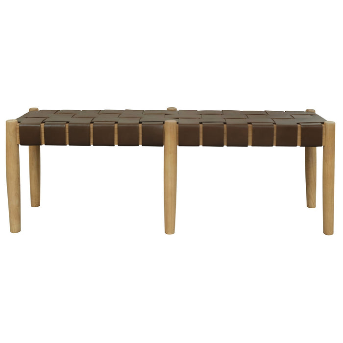Elliot Leather Solid Mindi Timber Bench