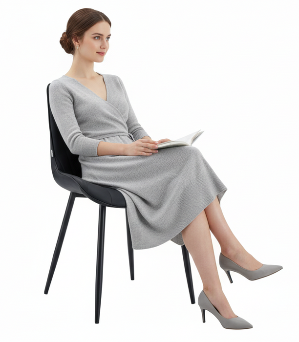 Elora 7 Piece Dining Set with PU Leather Chairs Black, 180cm