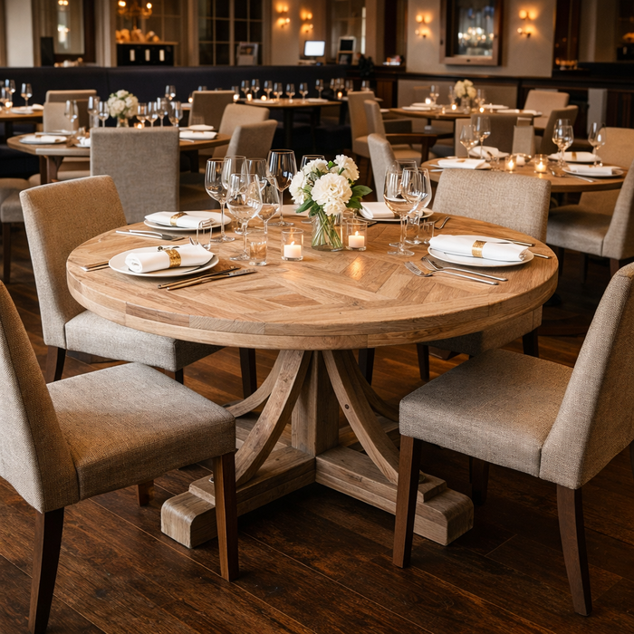 Byron Elm Wood Round Dining Table, 120cm