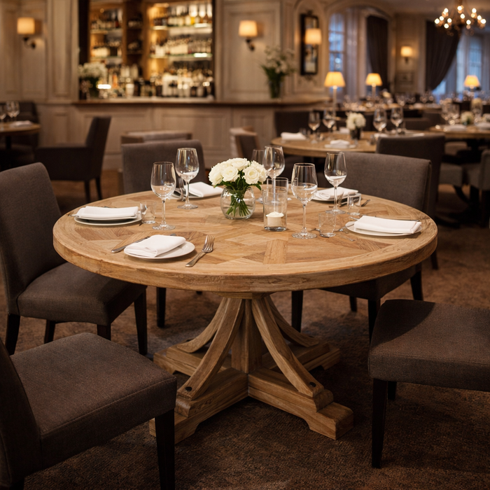 Byron Elm Wood Round Dining Table, 120cm