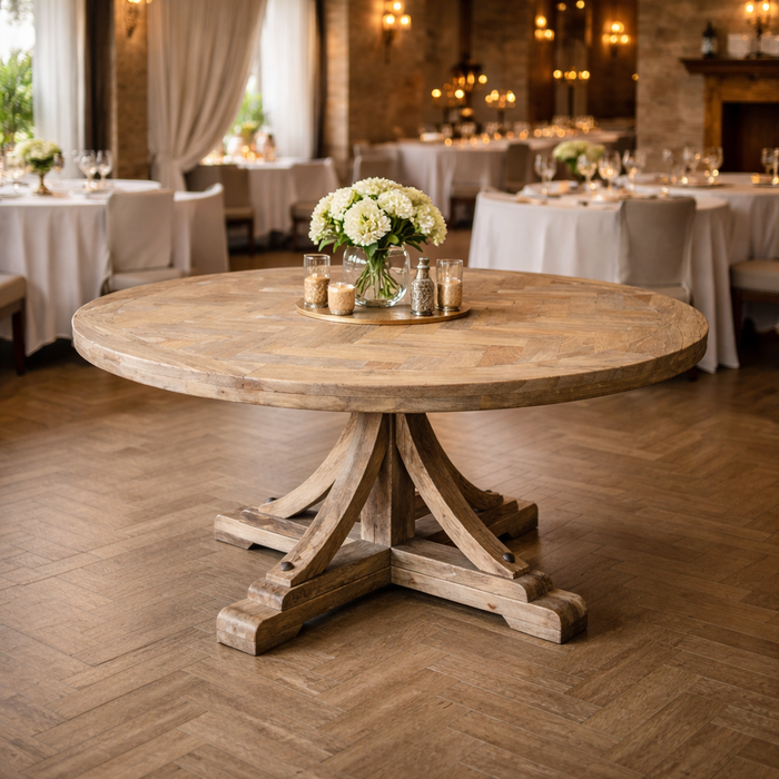 Byron Elm Wood Round Dining Table, 120cm