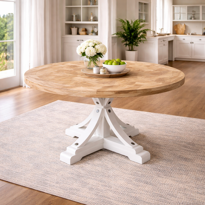 Byron Elm Wood Round Dining Table, 120cm