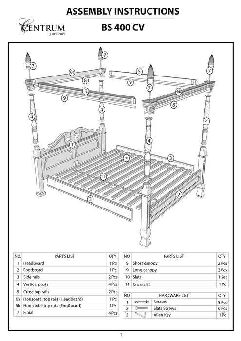 White Jepara 4 Poster Bed