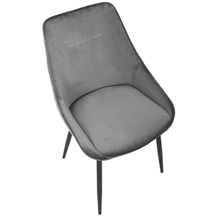 Set of 2 Bellagio Velvet Charcoal Dining Chairs