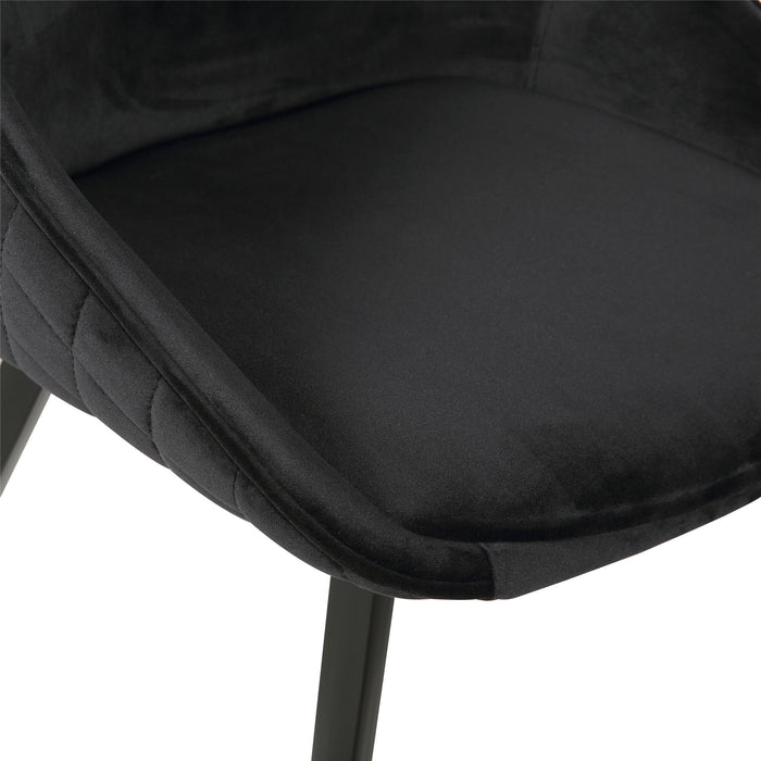 (Set of 2) Bellagio Velvet Black Dining Chairs