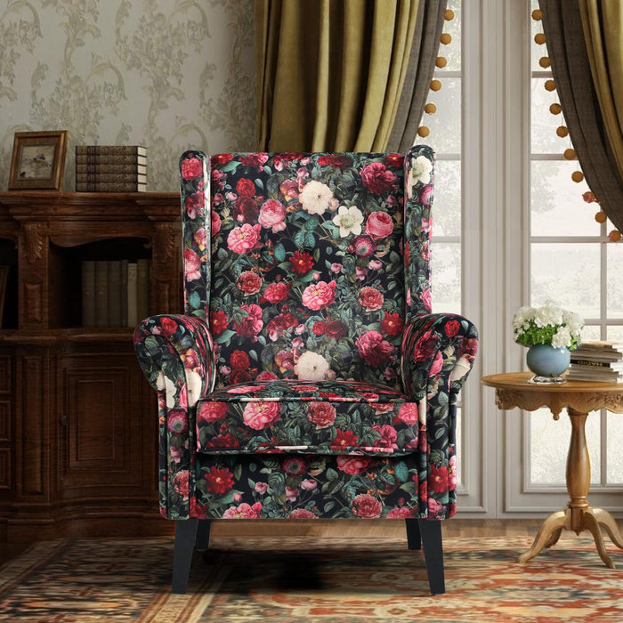 Bliss Chair upholstered in Floral Velvet