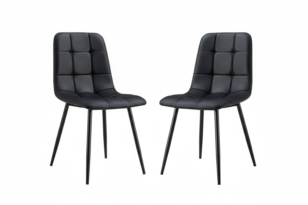 (Set of 2) Fori Faux Leather Black Dining Chair