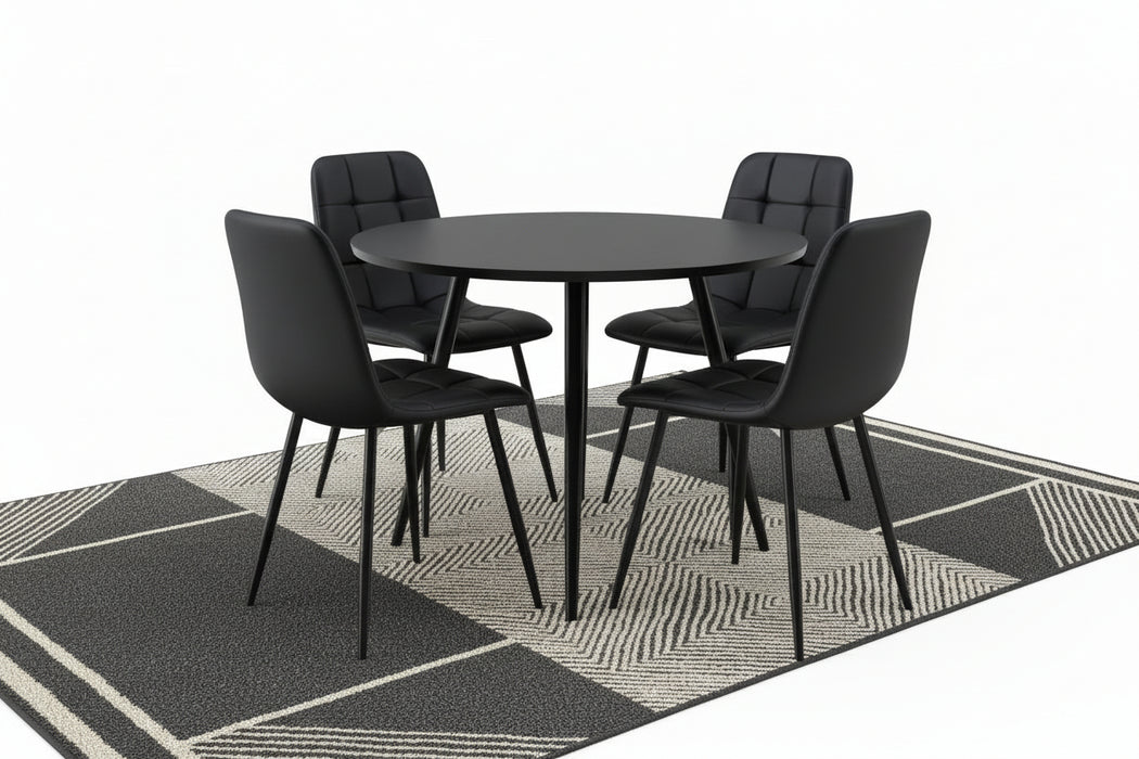 (Set of 2) Fori Faux Leather Black Dining Chair