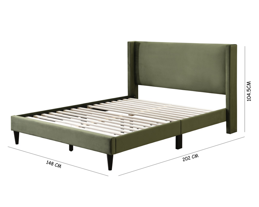 Olive Velvet Double Bed Frame