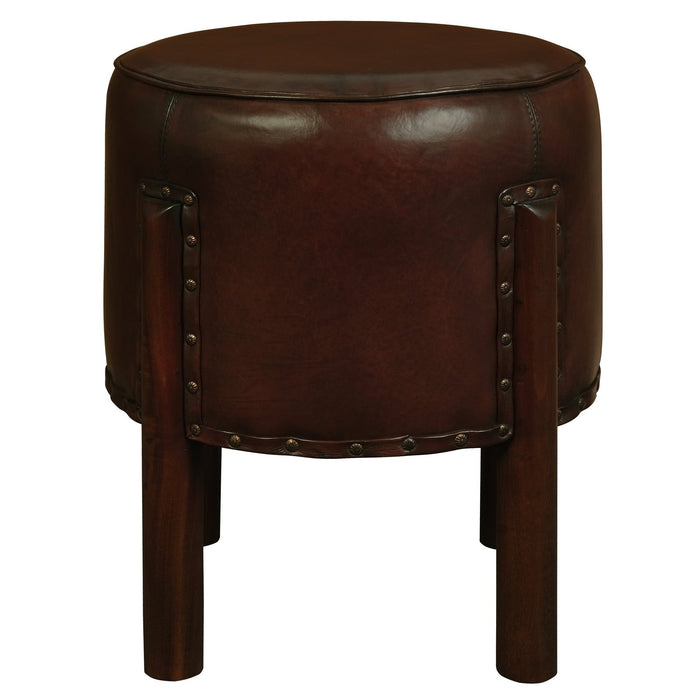 Heritage Round Leather Ottoman