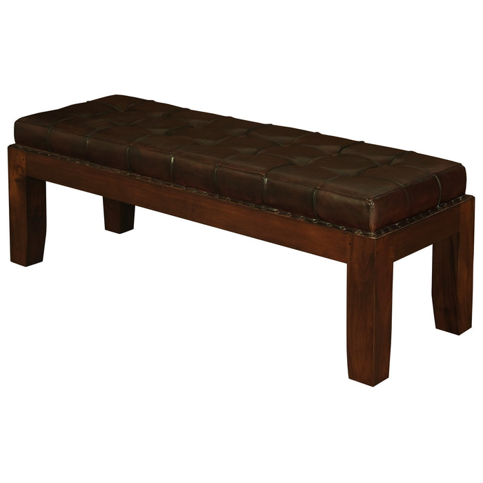 Heritage Large Studded Leather Bench