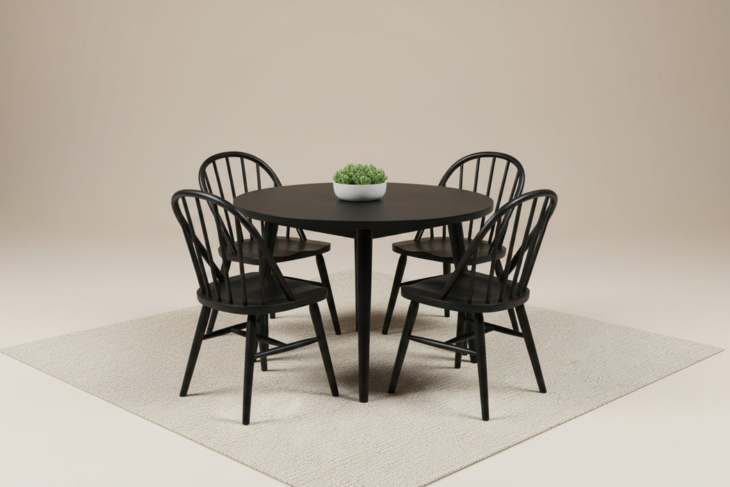 (Set of 2) Solid Oak Vera Black Dining Chairs