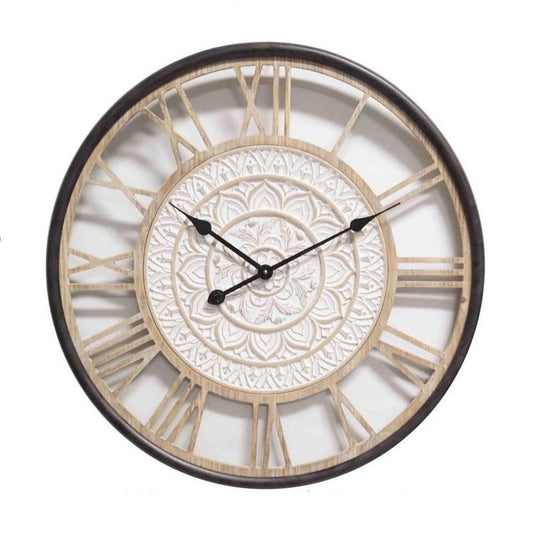 Wooden White Wash Wall Clock