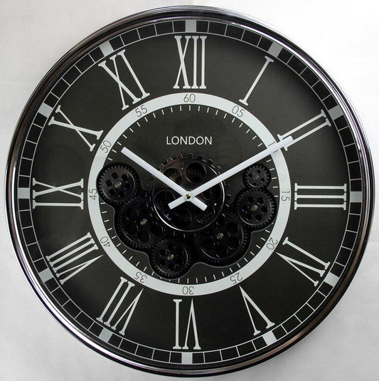 Black Rim Moving Geared Clock