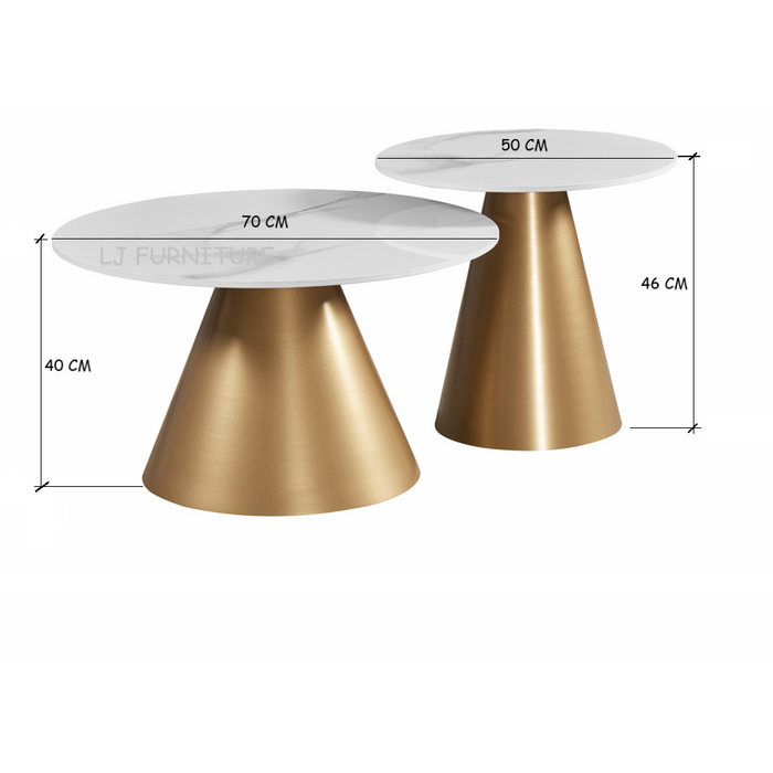 2 Piece Oliva Nesting Coffee Table Set, Gold