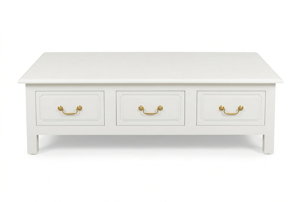 Tasman White 6 Drawer Rectangular Coffee Table - Sydney