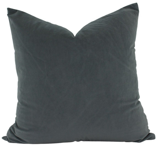 Grey Feather Filled Velvet Cushion