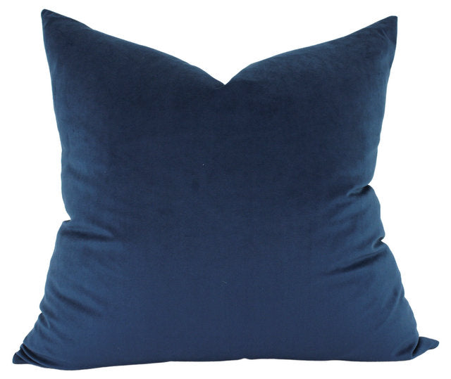 Navy Feather Filled Velvet Cushion