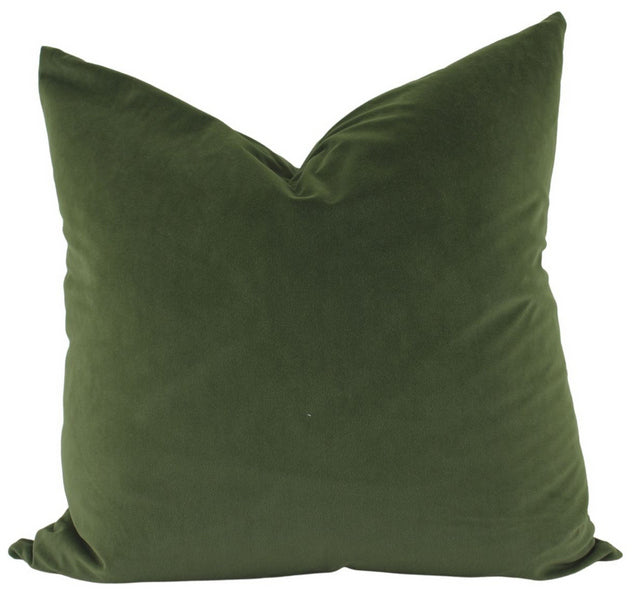 Olive Feather Filled Velvet Cushion