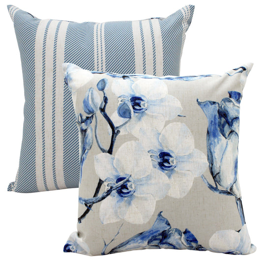 Blue Blooms Linen Cushion